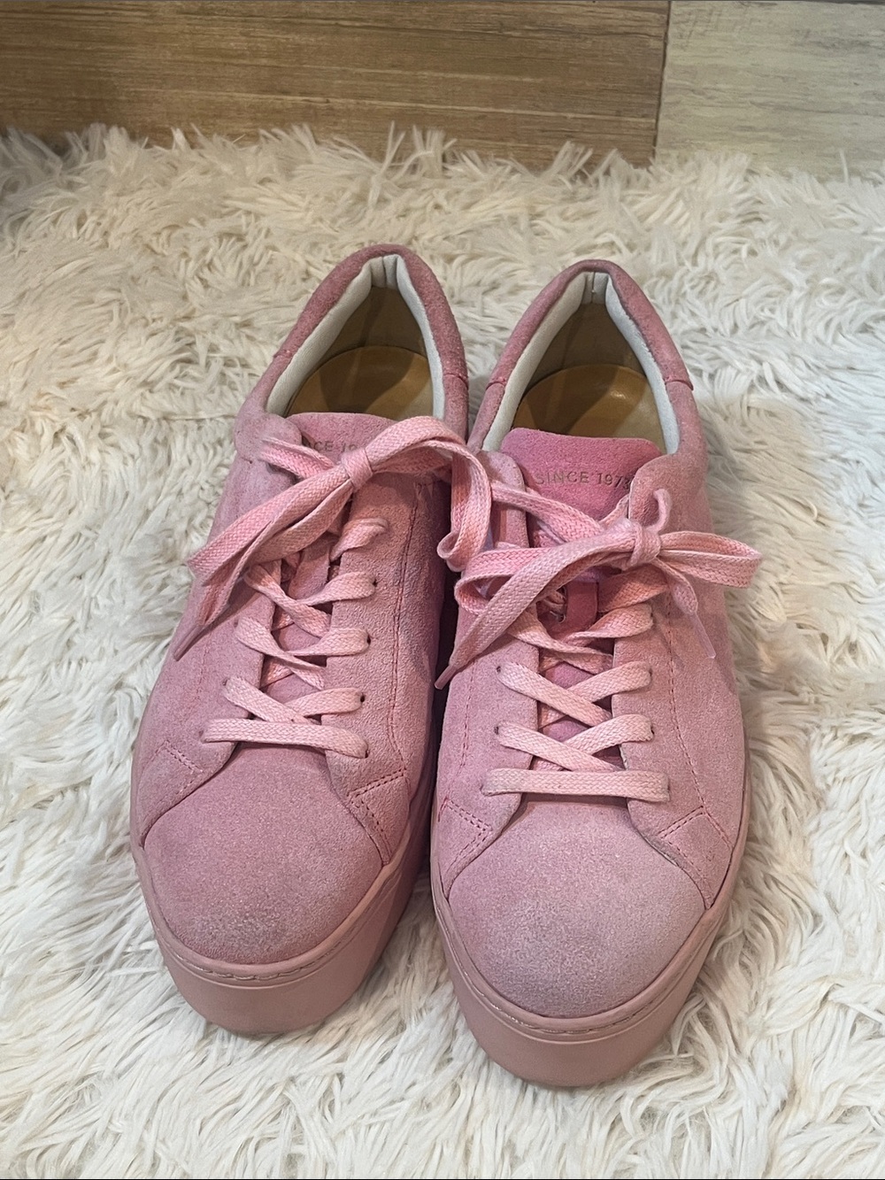 Vagabond Jessie “bubblegum” pink suede lace up sneakers, size 8.5.